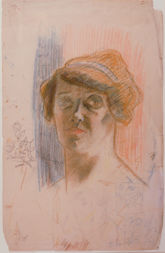 Portait of his mother,colored pencil on paper, around 1905.